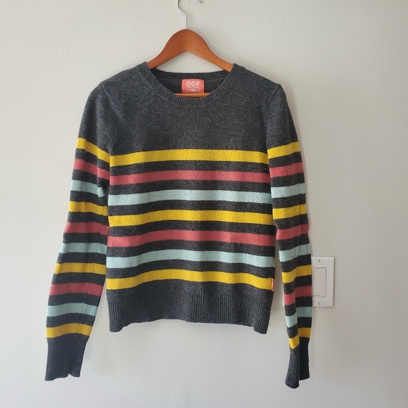 Gray lambswool striped crewneck - Picture 1 of 5